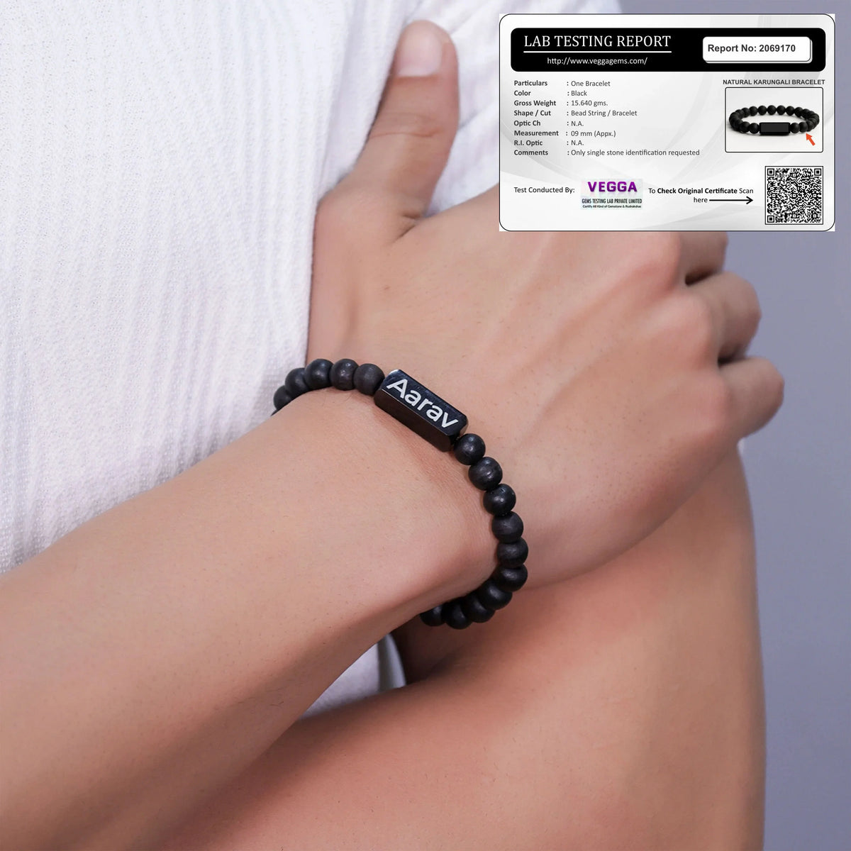 Natural Karungali Bracelet | Name Engraved | Lab Tested & Certified