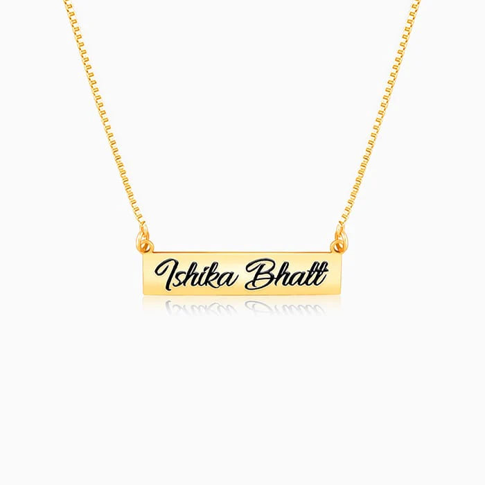 24K Gold Plated Personalize Engraved Name In Box Necklace