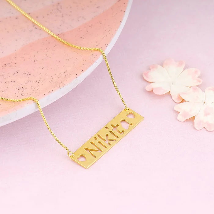 24K Gold Plated Personalize Engraved With Love Name Necklace