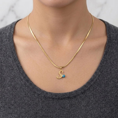 Personalized Initial Evil Eye Anklet and Necklace Set Combo