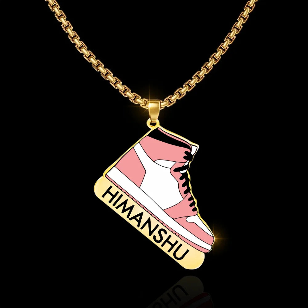 Personalize 24K Gold Plated Branded Sneaker Enamel Name Locket For Men