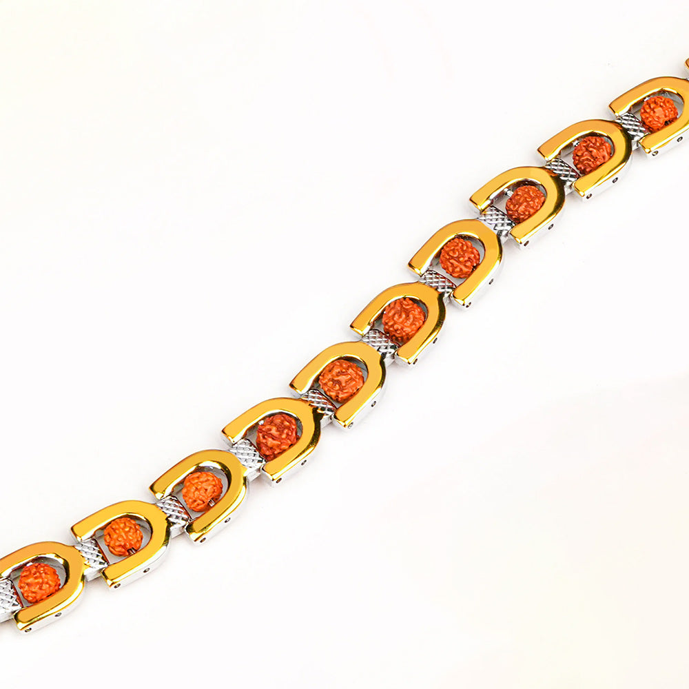 24K Gold Plated Dual Tone 5 Mukhi Original Rudraksh Rakhi
