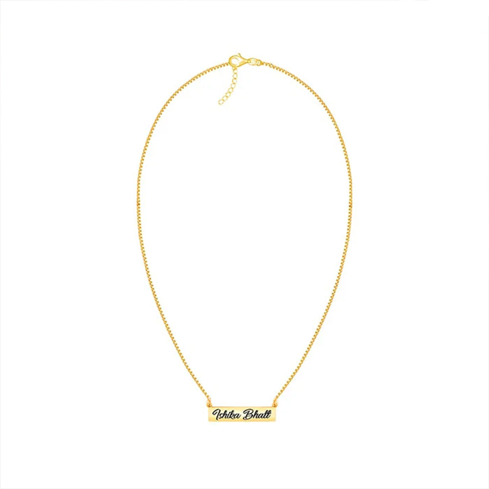 24K Gold Plated Personalize Engraved Name In Box Necklace