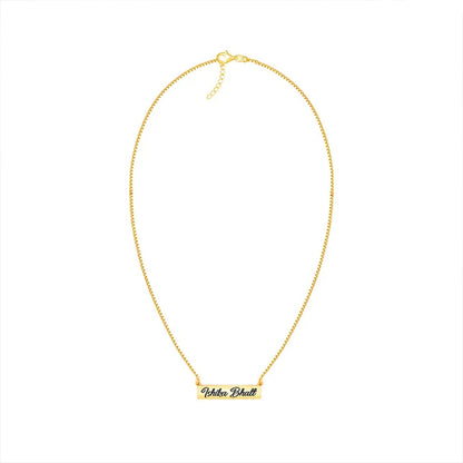 24K Gold Plated Personalize Engraved Name In Box Necklace