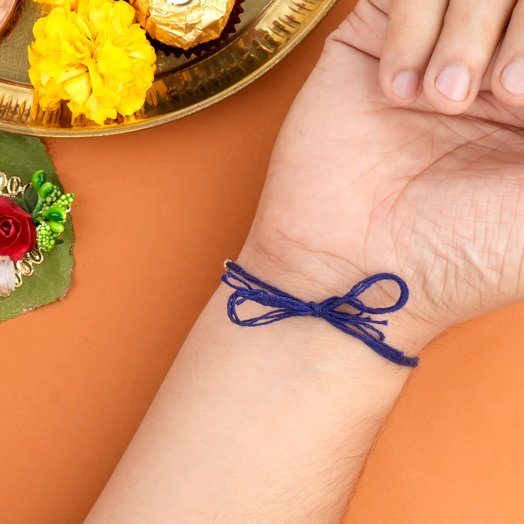 Personalized Engraved Name Silver Rakhi With Evil Eye