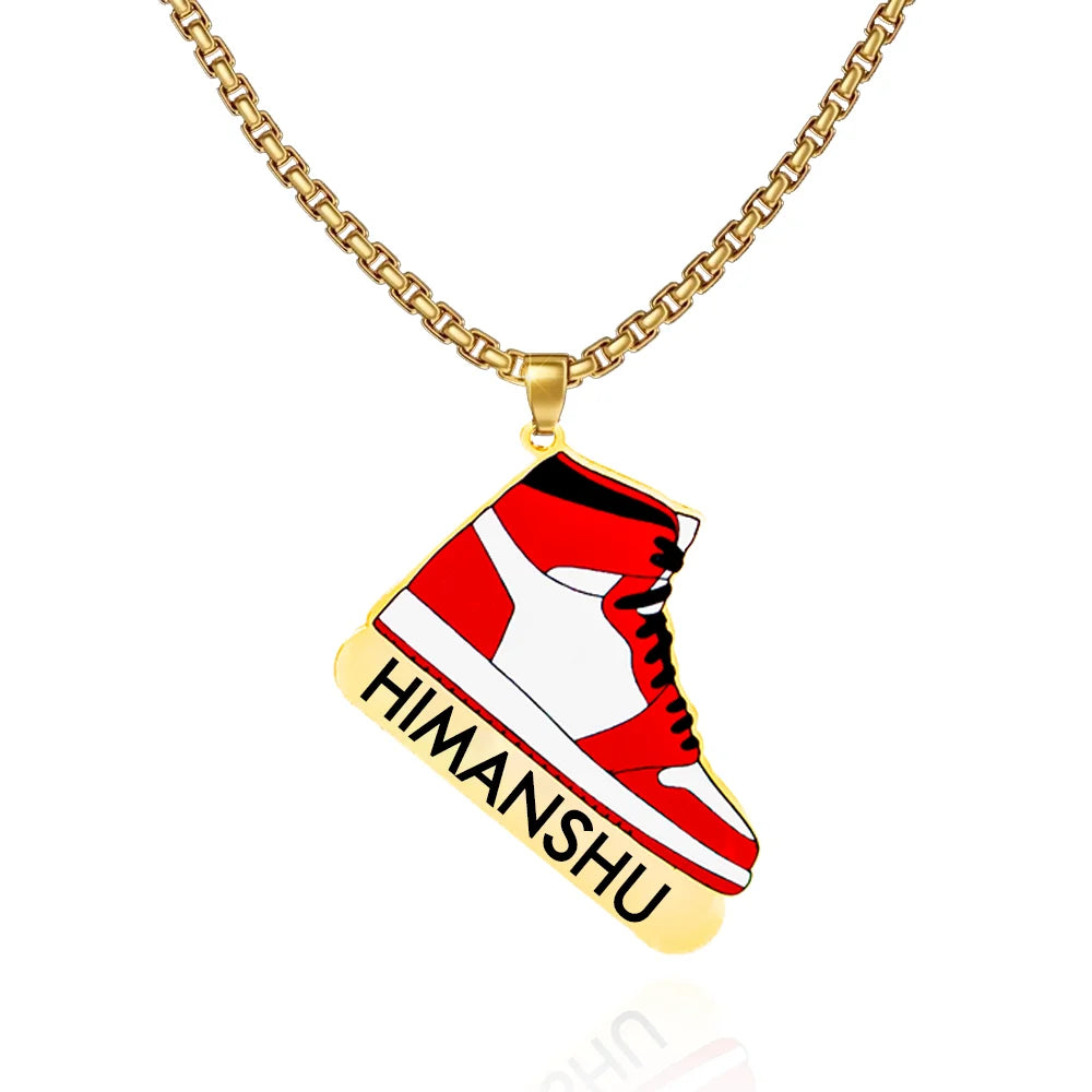 Personalize 24K Gold Plated Branded Sneaker Enamel Name Locket For Men