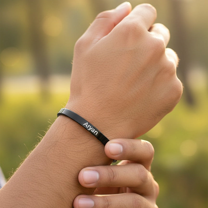 Personalize Name Kada Golden for Mens