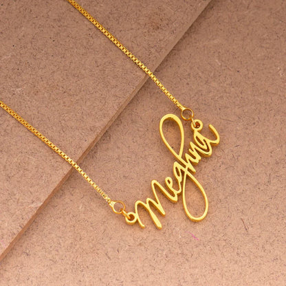 24K Gold Plated Personalize Cursive Style Name Necklace