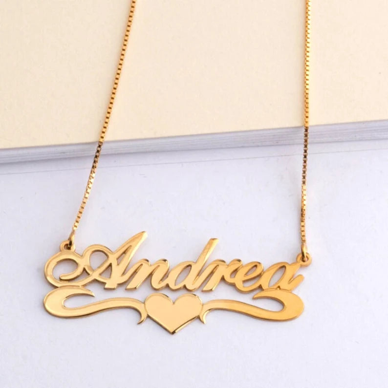 24K Gold Plated Personalize Heart Design Name Necklace