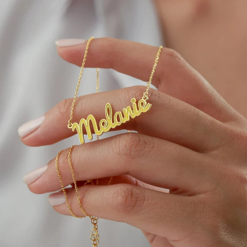 24K Gold Plated Personalize full of Enamel Name Necklace