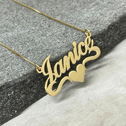 24K Gold Plated Personalize Heart Design Name Necklace